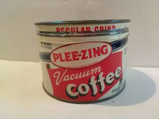 Vintage Keywind Coffee Tin Can Plee - Zing Vacuum 1lb