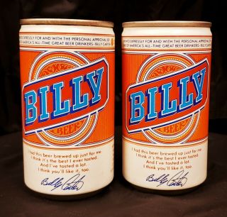 Vintage 2 Billy Beer Cans Empty 12 Oz.  Opened Billy Carter Louisville,  Kentucky