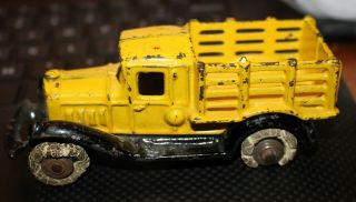 Vintage Pre - War Cast Iron Ac Williams Take - Apart Stake Truck Yellow Black 4.  5 "