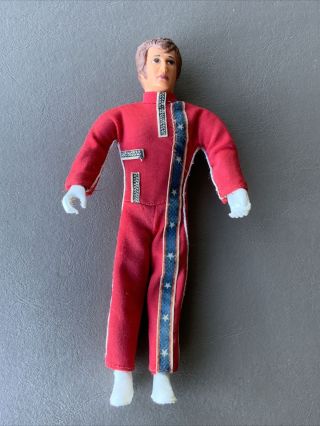 Vintage 1972 Ideal Evel Knievel 7 " Bendy Action Figure Red Racing Suit