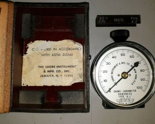 Vintage Shore Durometer Hardness Type A - 2 0 - 100 Tester In Leather Box