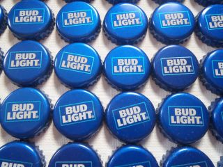 Bud Light Beer Bottle Caps - 100 Twist Off,  No Dents,  Crafts,  Blue