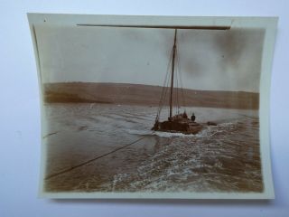 1911 Photo Of Barge Being Towed Up Falmouth Harbour,  Cornwall