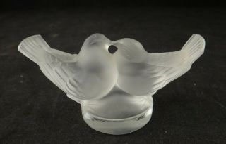 Pr.  Vintage French Lalique Crystal Kissing Doves.  Signed,  2 7/8” X 1 ½” T.