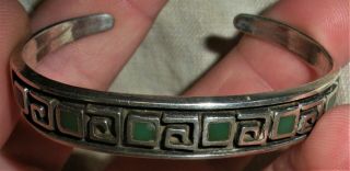Vintage C.  1950 Navajo Turquoise Sterling Silver Bracelet Great Design Vafo
