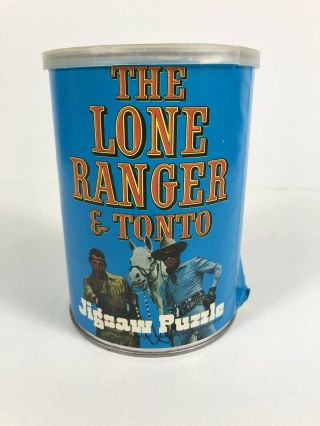 Vintage The Lone Ranger & Tonto,  200 Piece Jigsaw Puzzle In Can 1141 Complete
