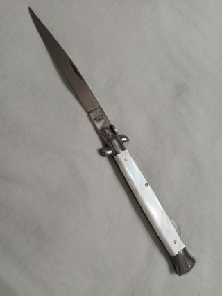 Vintage Italian Stiletto Knife 11  Exc.  Cond.  Faux White Pearl