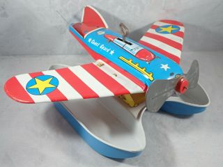 Vintage Ohio Art Tin Litho Wind Up Toy Coast Guard Sea Plane/airplane -