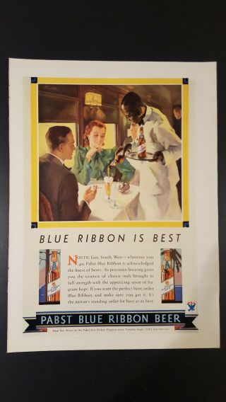 Vintage 1934 Pabst Blue Ribbon Beer Advertisement Ad Advertising