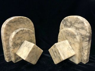 Vintage Art Deco Marble Bookends Arch And Cube