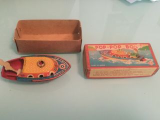 Vtg In Litho Pop - Pop Boat Toy Candle Powered Tk Made In Japan