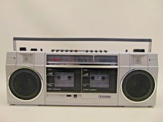 Vintage Sanyo Mw210 Boombox Stereo Dual Cassette Recorder