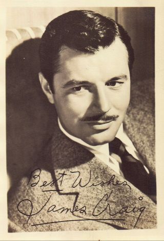 Vintage 1940 Photo Of Hollywood Movie Actor James Craig Autograph Signature