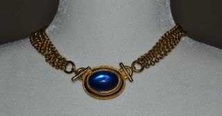 Vintage Trifari Blue Gripoix Cabochon Choker Necklace Stunning