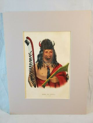 1844 Mckenney Hall Hand Colored Print Native American Indian Kish - Ke - Kosh Nr