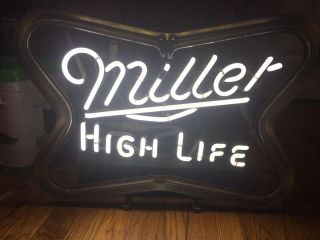 Vintage Miller High Life Logo Neon Sign Beer Light