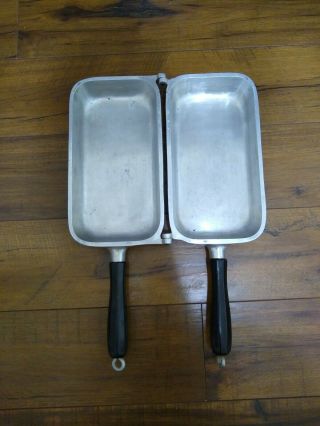 Century Metalcraft Silver Seal Double Hinge Folding Pan Omelet Loaf Utility Vtg