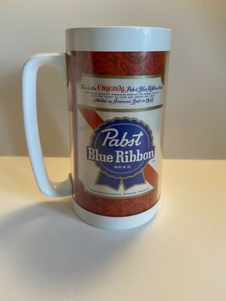 Vintage Pabst Blue Ribbon 6” Tall Thermo - Serv Plastic Beer Cup Made In Usa