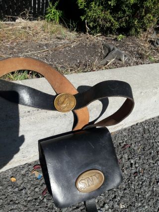 Vintage Nys Gar Civil War Cartridge Shoulder Pouch With Lead Filled Buckles
