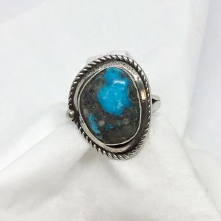 Vintage Sterling Silver Native American Navajo Turquoise Ring Size 7 273