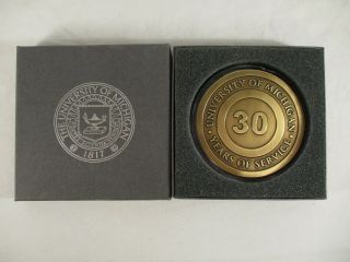 Vintage U Of M University Michigan 30 Years Service Challenge Coin Medal Award