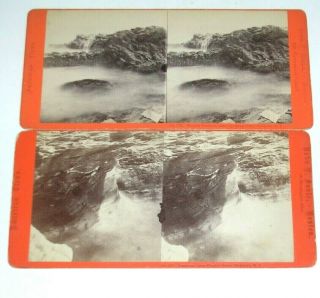 Two Soule Stereoviews Of Pirates Cave And Spouting Cave In Newport R.  I.