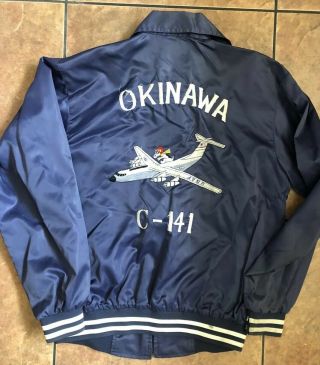 Vintage United States Air Force Okiinawa C - 141 Snoopy/plane Jacket,  22”x 27”