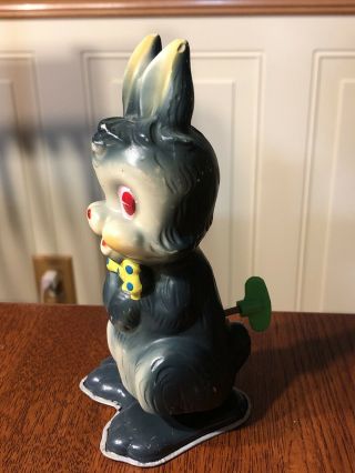 Vintage Ninohira Japan Wind Up Bunny Rabbit Toy Tin Litho And Plastic Moves Side 2