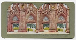 Vintage Stereoview Main Entrance To Greenwood Cemetery York 705