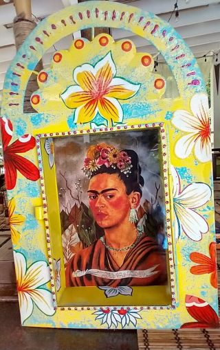 Frida Kahlo Tin Mexican Handmade Shadow Box Folk Art Wall Hanging,  Lee Carter