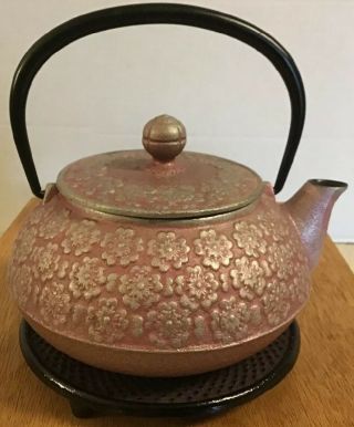 Teavana Japanese Cherry Cast Iron Tea Pot With Infuser Coaster And Lid