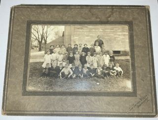 1900s One Room School House Class Photo Antique Photograph Country Farm Teacher