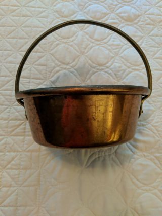 Vintage Copper Brass Bucket Basket Planter Pot W/ Handle - 9 " Tall Total