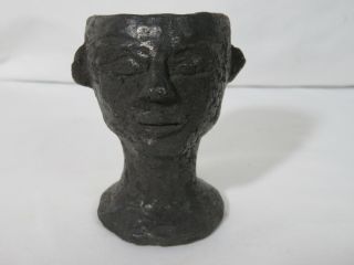 Vintage Black Americana Folk Art Hand Made Black Clay Vessel/sculpture