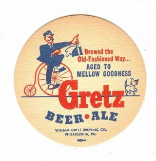 (2) Gretz 4 1/4 " Round Beer Coaster From The 1940 