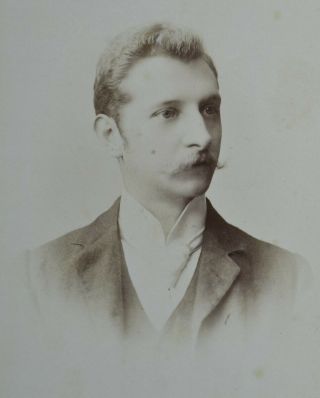 1880/90s Cabinet Card Photo Handsome Man Moustache Schuth London