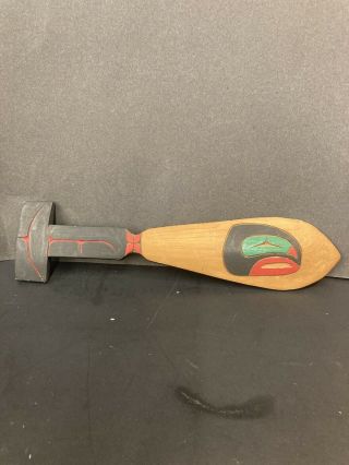 Wood Carving First Nations Art Canadian Cedar Carving Paddle With Salmon