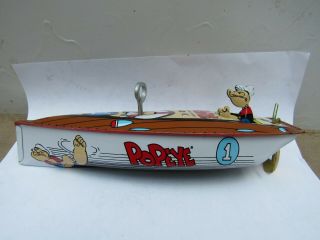 Collectable 1996 Wind Up Popeye Tin Speed Boat