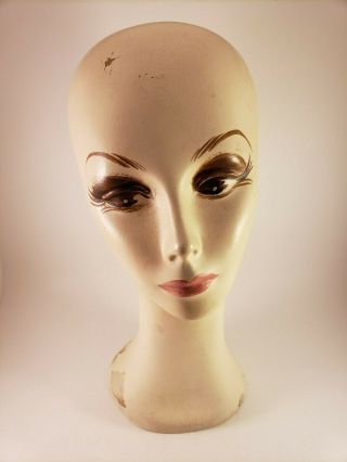 Vintage 1960s Woman Mannequin Head / Hand Painted / Hat Or Wig Stand