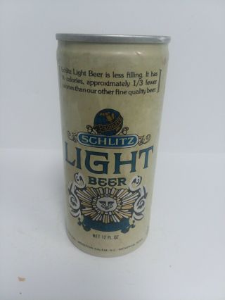 Vintage 1976 Schlitz Light Beer Can,  Schlitz Brg,  Foil Label Test Can,  Pull Tab