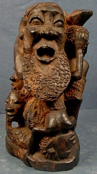 Vintage Tanzanian Carved Ebony Wood Makonde ‘tree Of Life’ Folk Art Sculpture