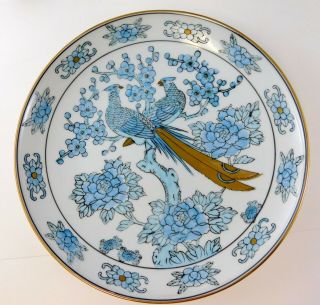 Gold Imari GIM16 Hand Painted Charger and Hanging Plate Blue Birds Floral Japan 2
