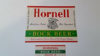 Hornell Bock Beer Bottle Label W/neck 12 Oz Hornell Ny