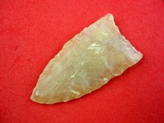 Indian Artifact 1 1/2  Illinois Semi Translucent Quartz Dalton Point Arrowheads
