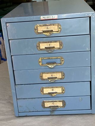 Vintage Jack C Coffey 6 Drawer Metal Cabinet,  Industrial Tool Craft