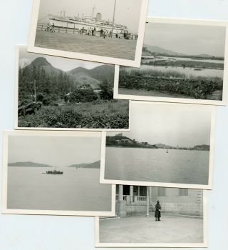 Six Snapshot Photos - Hong Kong Harbour - China 1960 - Troop Ship Oxfordshire: