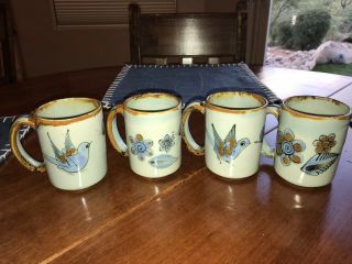 El Palomar Large Coffee Mug Cup Ken Edwards Tonala Bird Butterfly Flower Blue 2