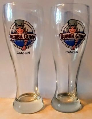 Set Of 2 Bubba Gump Shrimp Co.  20 Oz.  Pilsner Beer Glasses Cancun