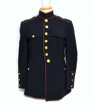 Vtg Post Ww2 Usmc Marine Corp Kersey Wool Dress Blue Tunic Uniform Jacket 36