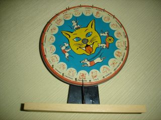 Vintage Tin Litho Animal Bingo Game Spinning Wheel